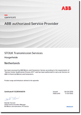 ABB authorized Service Provider Certificate